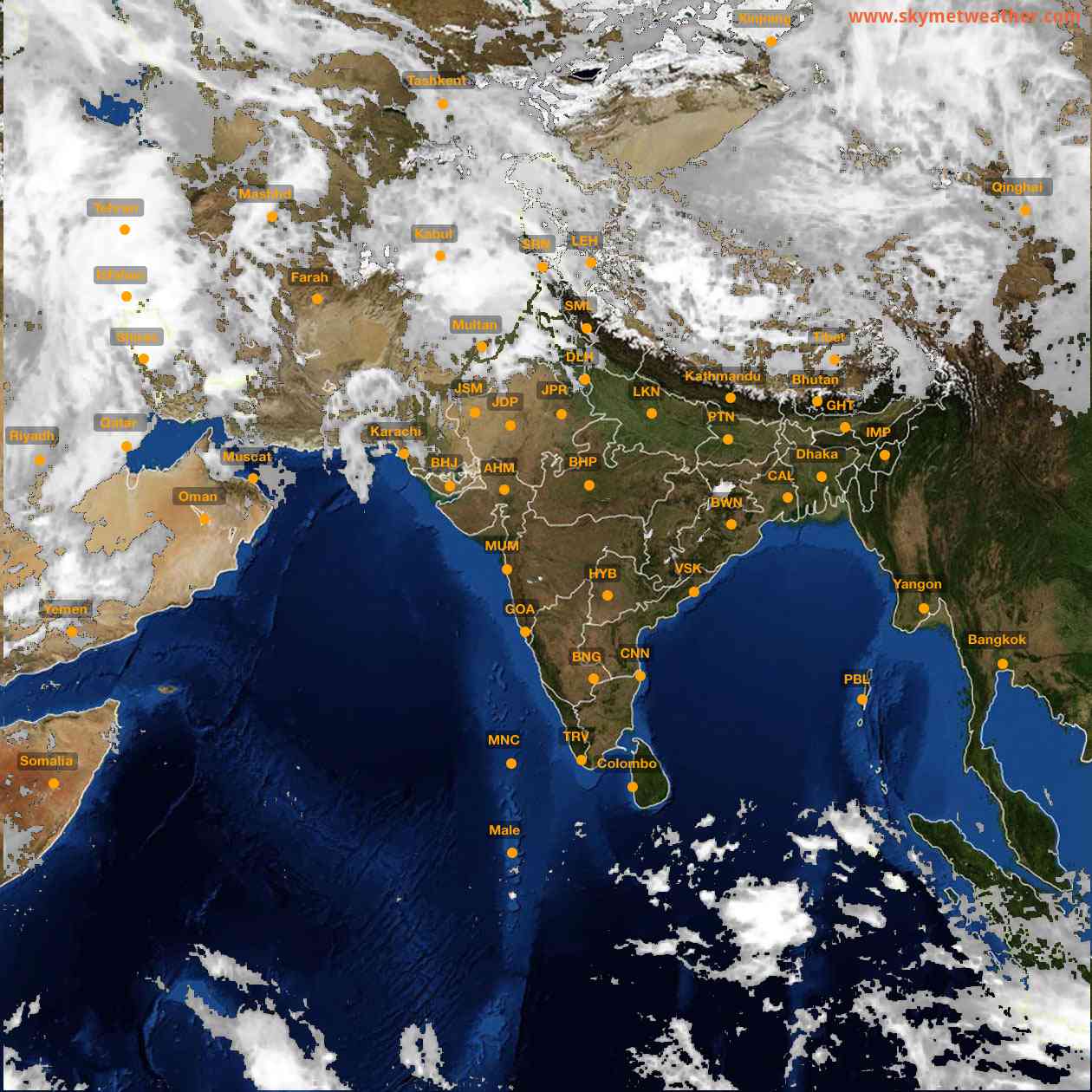 Latest INSAT Weather Satellite Image of India - Infrared Map - 14:00 IST on 26 March 2026