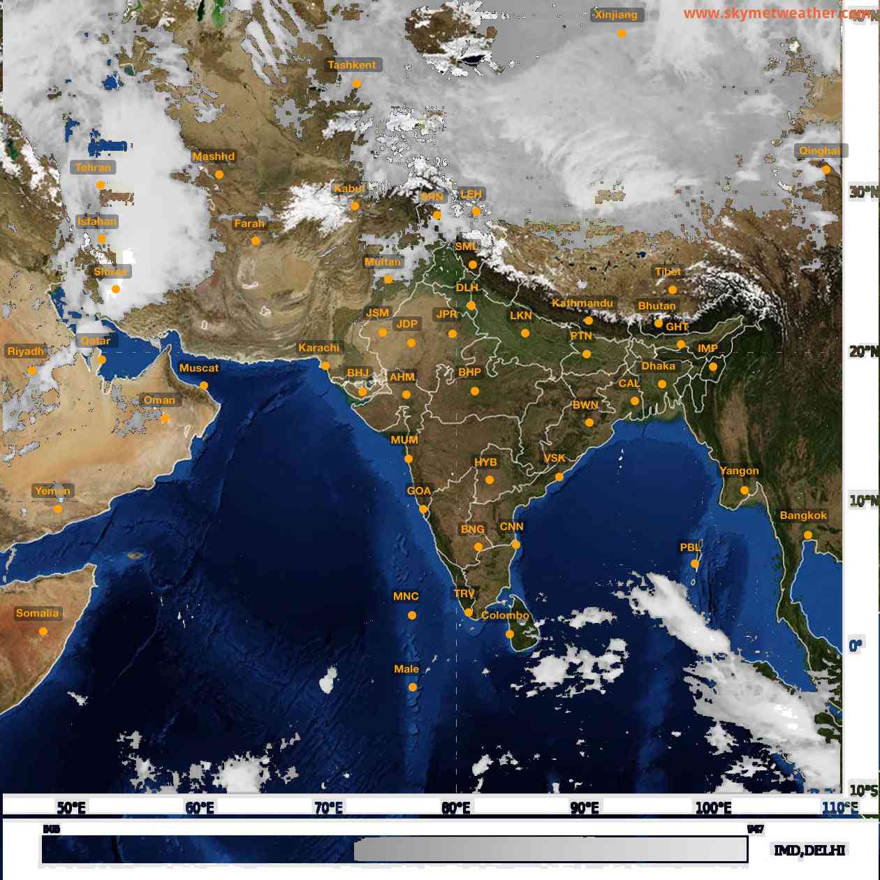 Latest INSAT Weather Satellite Image of India - Infrared Map - 01:00 IST on 27 March 2026
