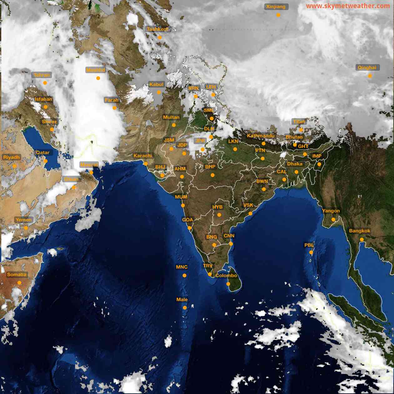Latest INSAT Weather Satellite Image of India - Infrared Map - 02:00 IST on 27 March 2026