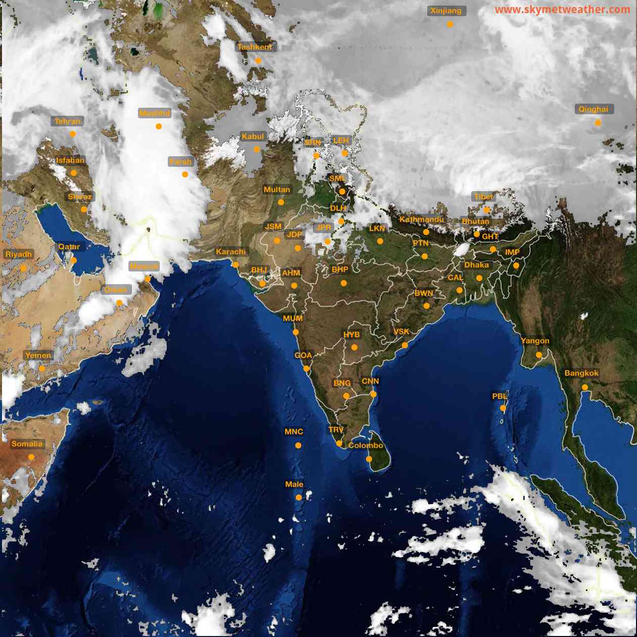 Latest INSAT Weather Satellite Image of India - Infrared Map - 03:00 IST on 27 March 2026