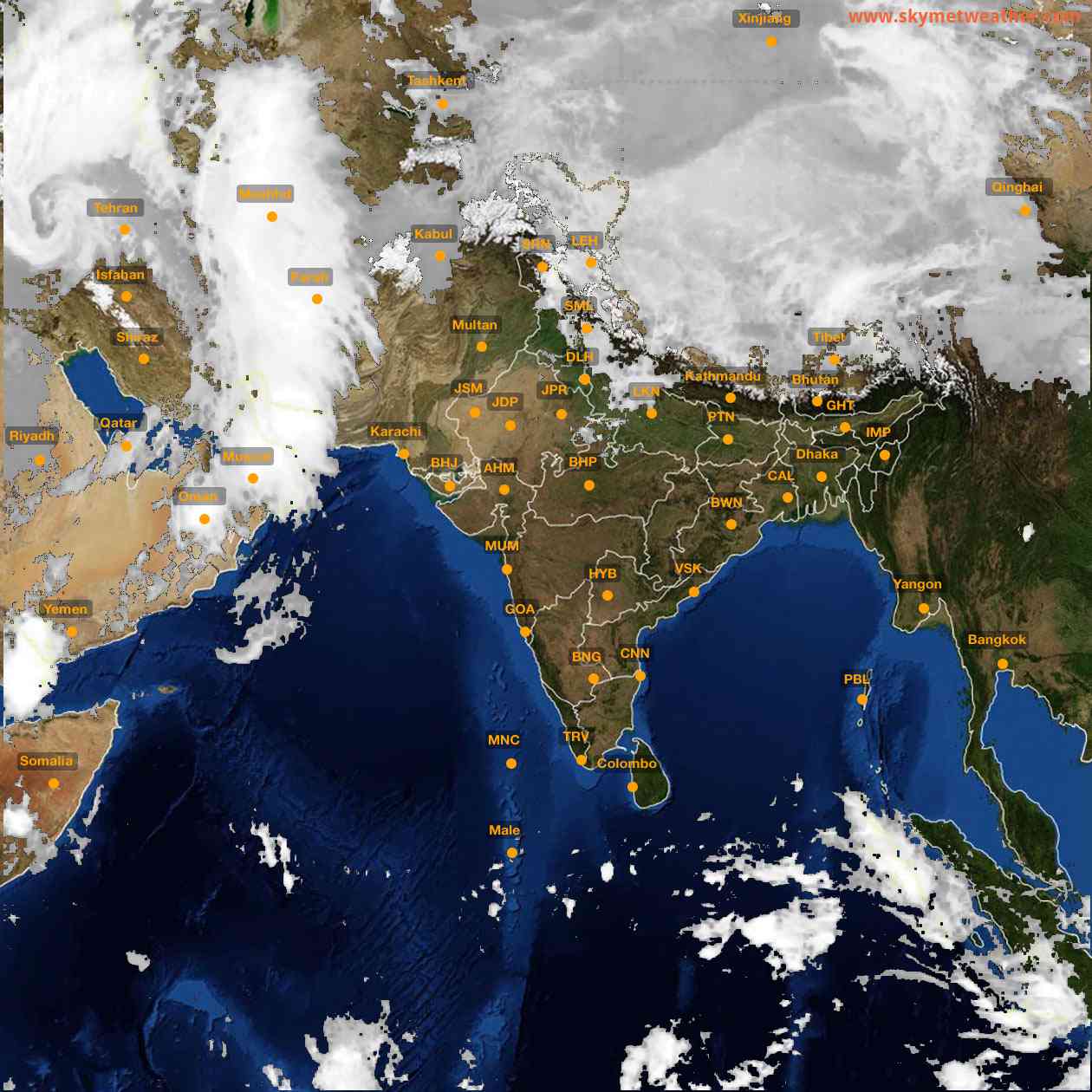Latest INSAT Weather Satellite Image of India - Infrared Map - 07:00 IST on 27 March 2026