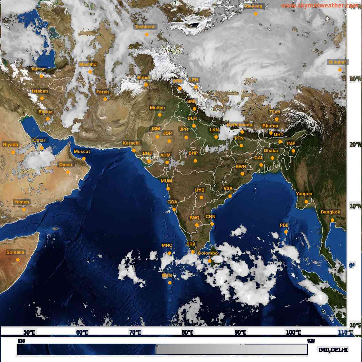 Latest INSAT Weather Satellite Image of India - Infrared Map - 01:00 IST on 28 March 2026