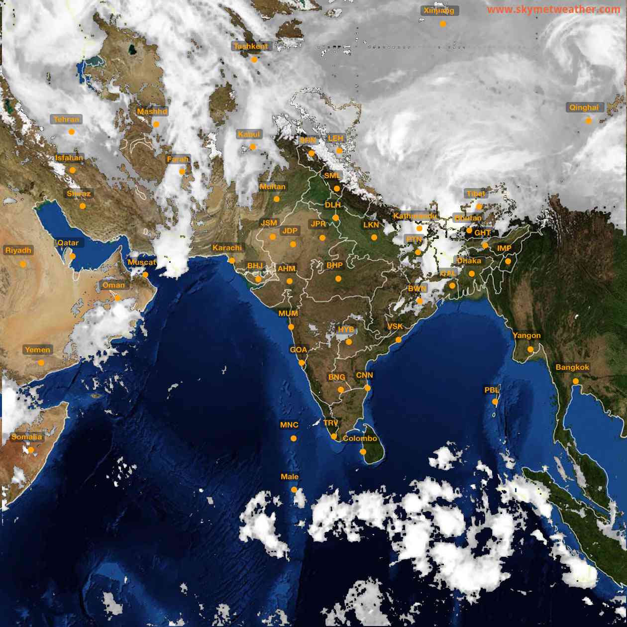 Latest INSAT Weather Satellite Image of India - Infrared Map - 02:00 IST on 28 March 2026