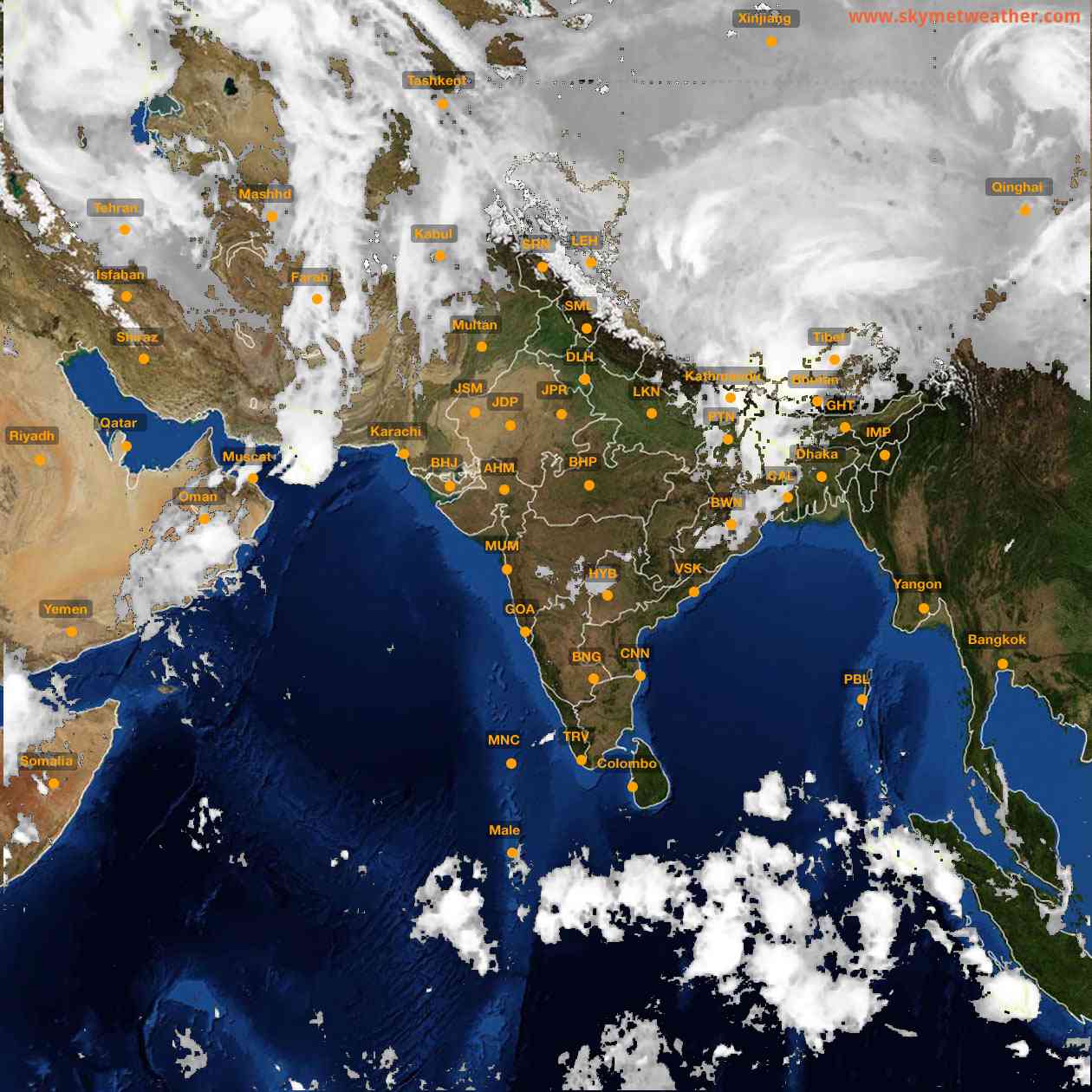 Latest INSAT Weather Satellite Image of India - Infrared Map - 03:00 IST on 28 March 2026