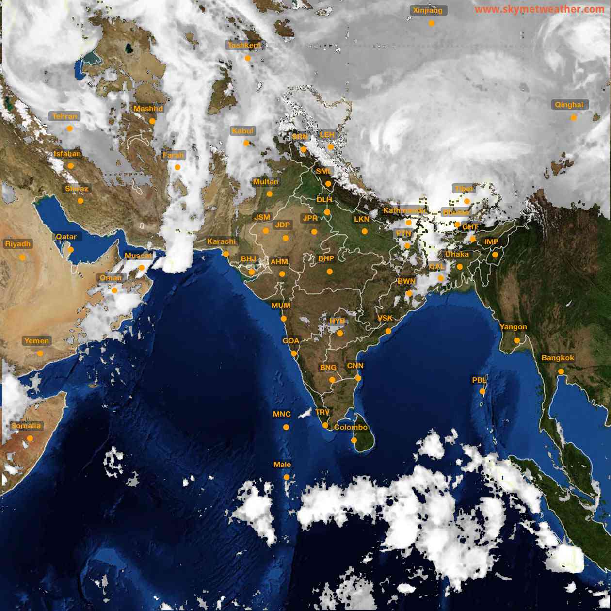 Latest INSAT Weather Satellite Image of India - Infrared Map - 04:00 IST on 28 March 2026