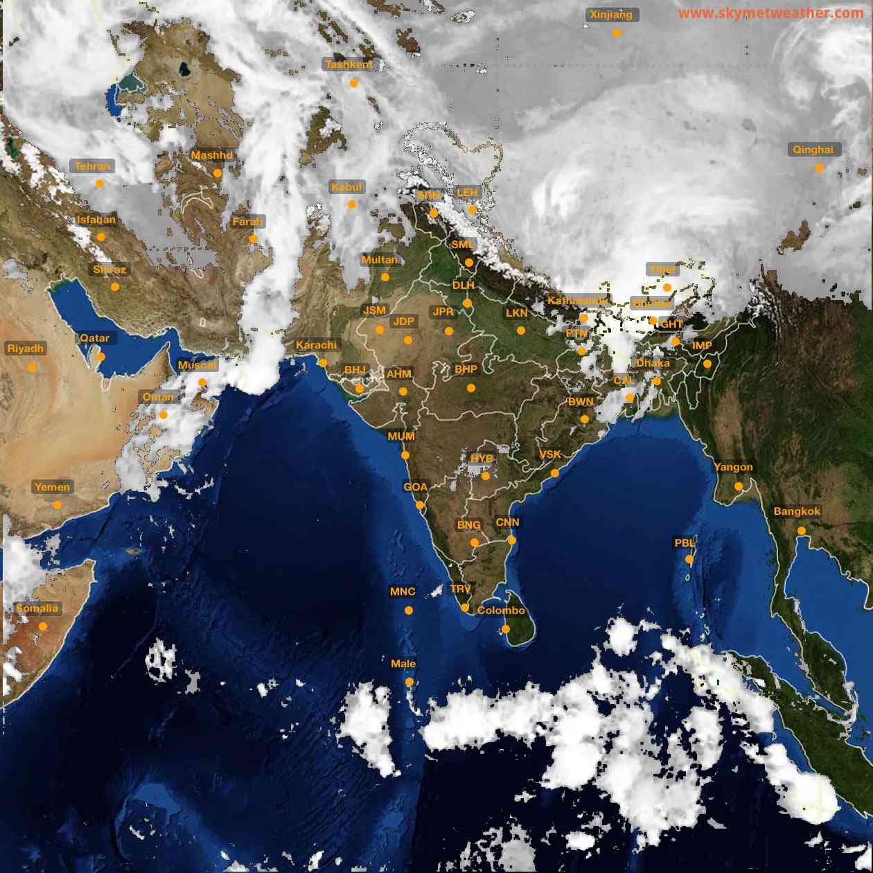 Latest INSAT Weather Satellite Image of India - Infrared Map - 05:00 IST on 28 March 2026