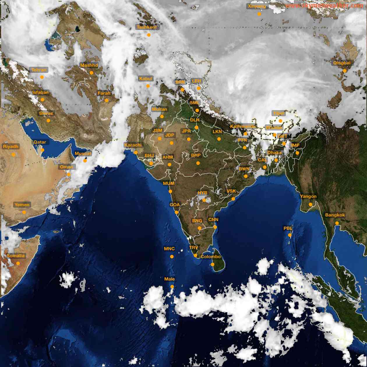 Latest INSAT Weather Satellite Image of India - Infrared Map - 07:00 IST on 28 March 2026