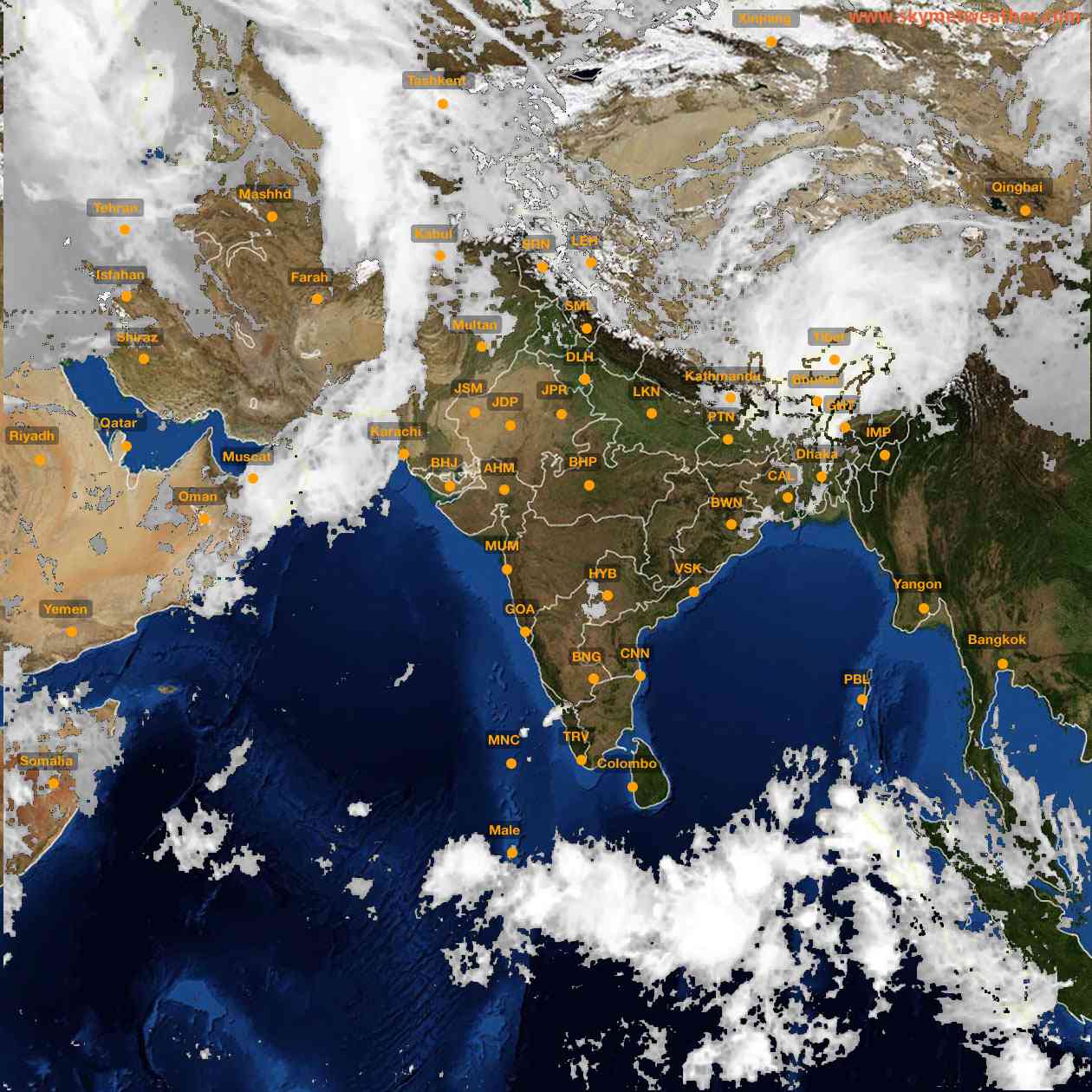 Latest INSAT Weather Satellite Image of India - Infrared Map - 11:00 IST on 28 March 2026