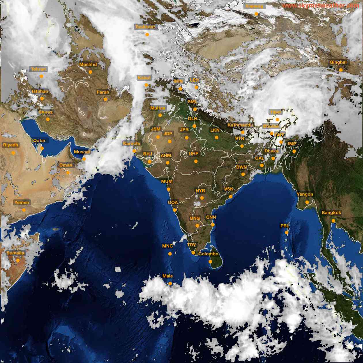 Latest INSAT Weather Satellite Image of India - Infrared Map - 12:00 IST on 28 March 2026