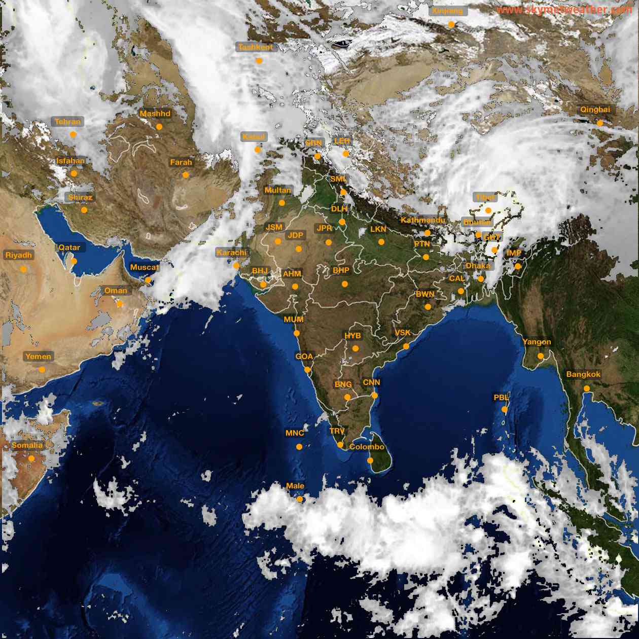 Latest INSAT Weather Satellite Image of India - Infrared Map - 13:00 IST on 28 March 2026