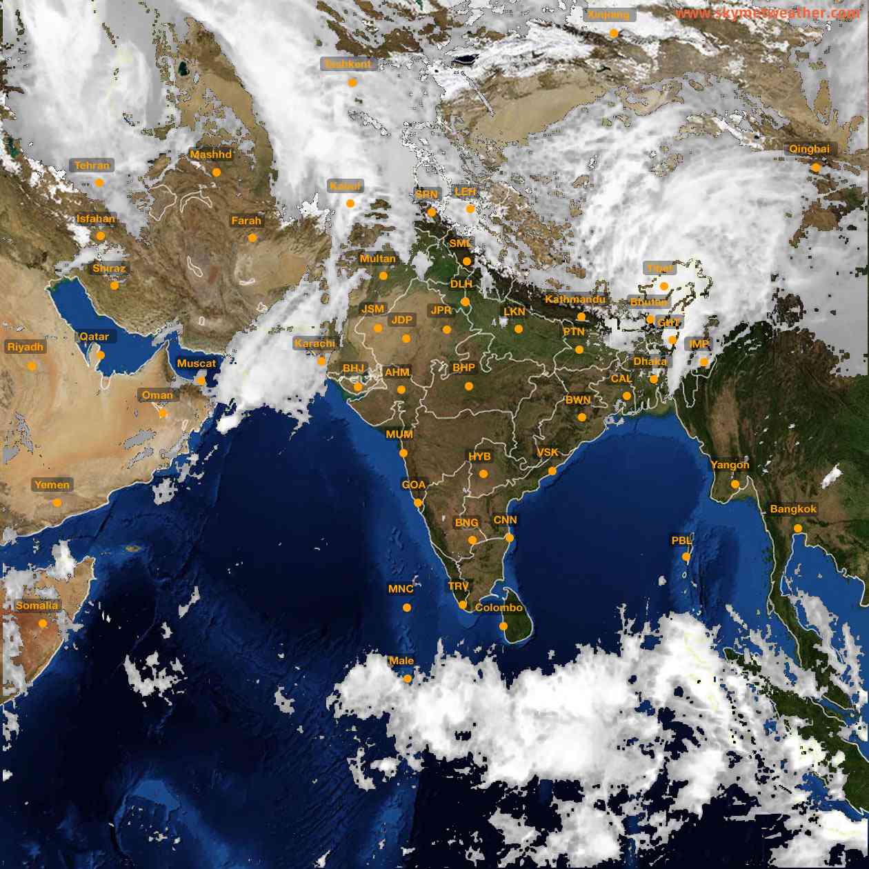 Latest INSAT Weather Satellite Image of India - Infrared Map - 14:00 IST on 28 March 2026