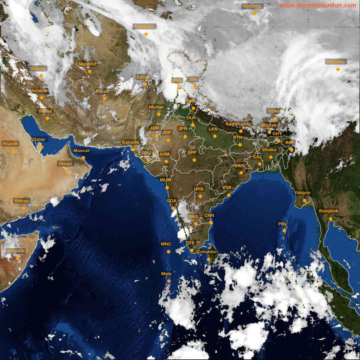 Latest INSAT Weather Satellite Image of India - Infrared Map - 02:00 IST on 29 March 2026