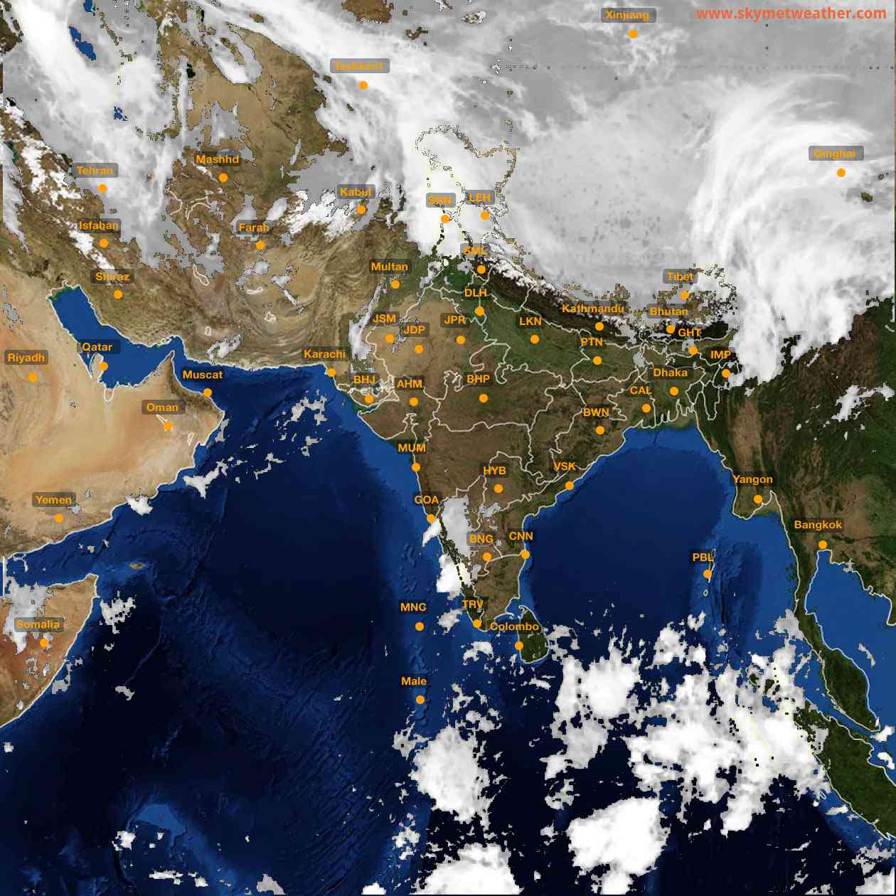 Latest INSAT Weather Satellite Image of India - Infrared Map - 03:00 IST on 29 March 2026