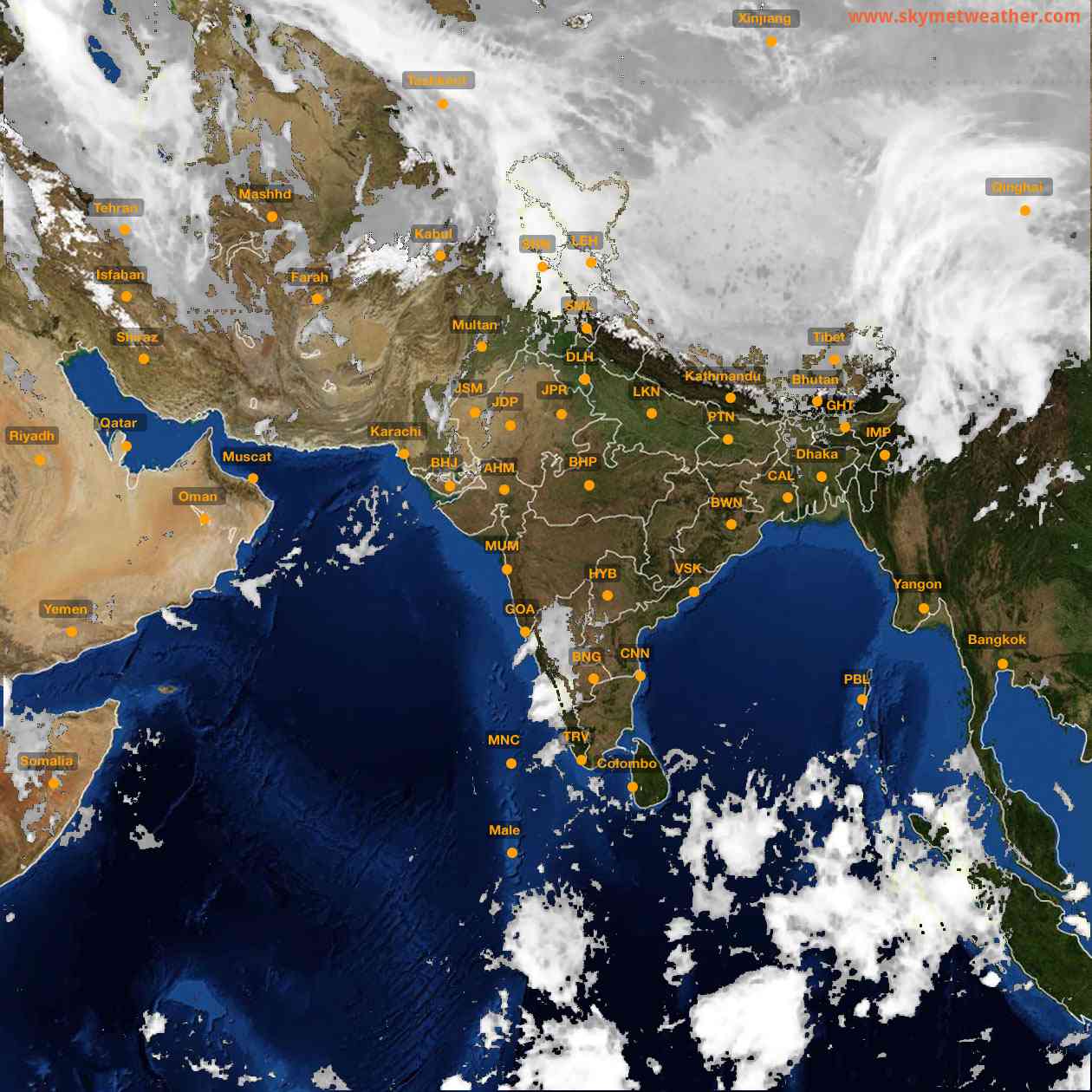 Latest INSAT Weather Satellite Image of India - Infrared Map - 04:00 IST on 29 March 2026