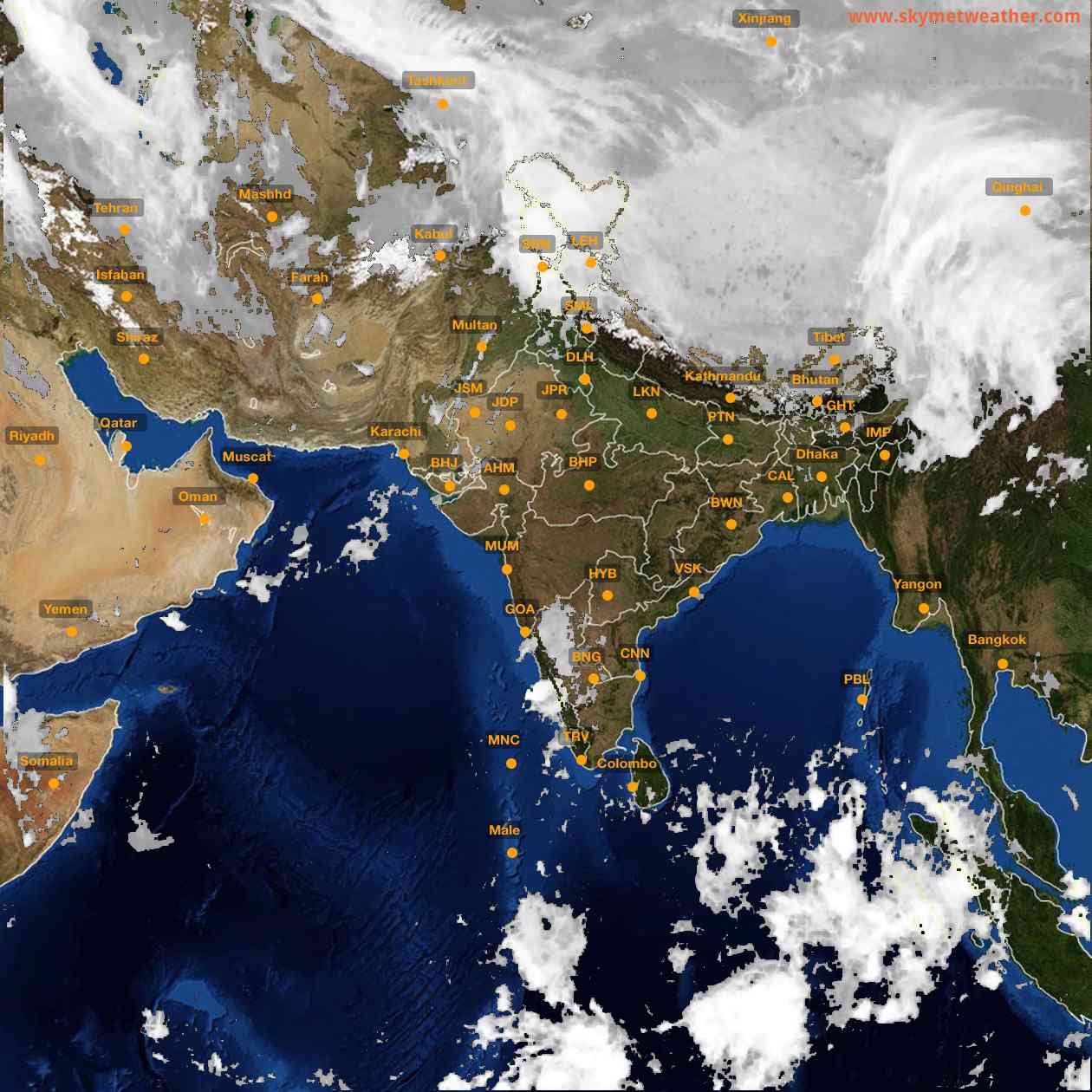 Latest INSAT Weather Satellite Image of India - Infrared Map - 05:00 IST on 29 March 2026