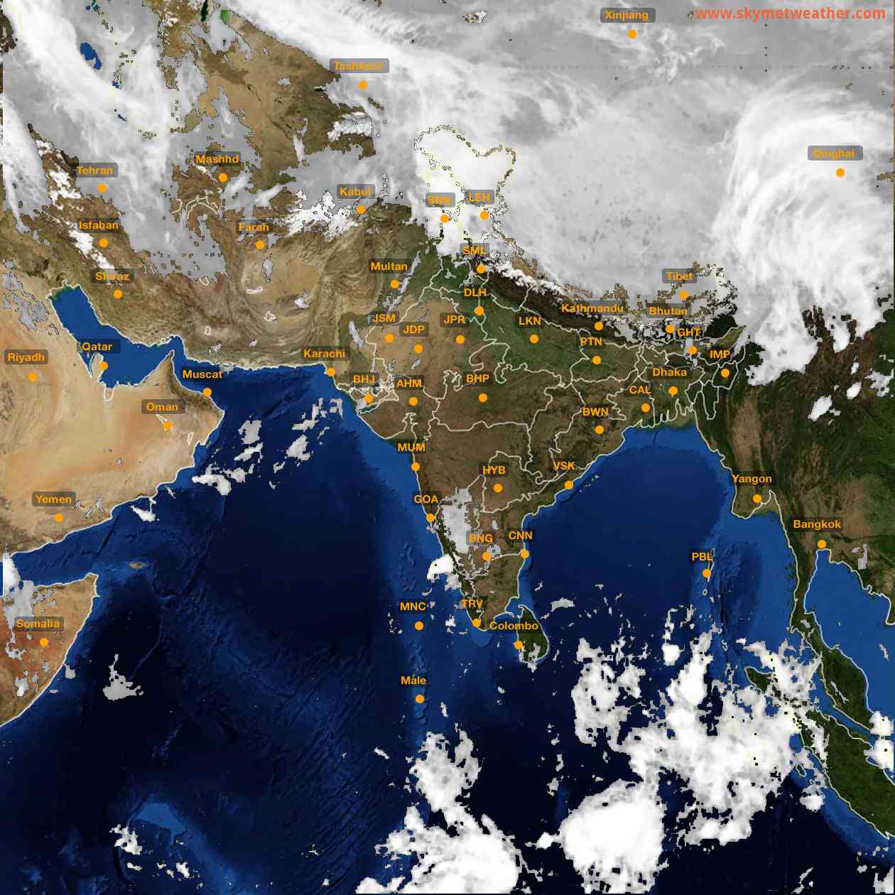 Latest INSAT Weather Satellite Image of India - Infrared Map - 06:00 IST on 29 March 2026