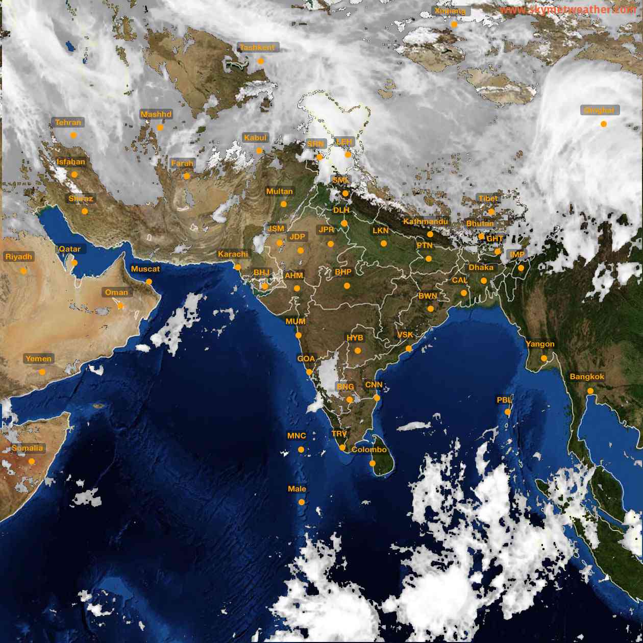 Latest INSAT Weather Satellite Image of India - Infrared Map - 08:00 IST on 29 March 2026