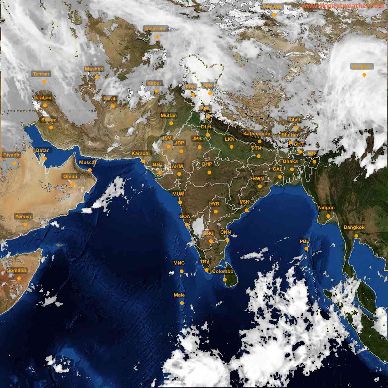 Latest INSAT Weather Satellite Image of India - Infrared Map - 09:00 IST on 29 March 2026