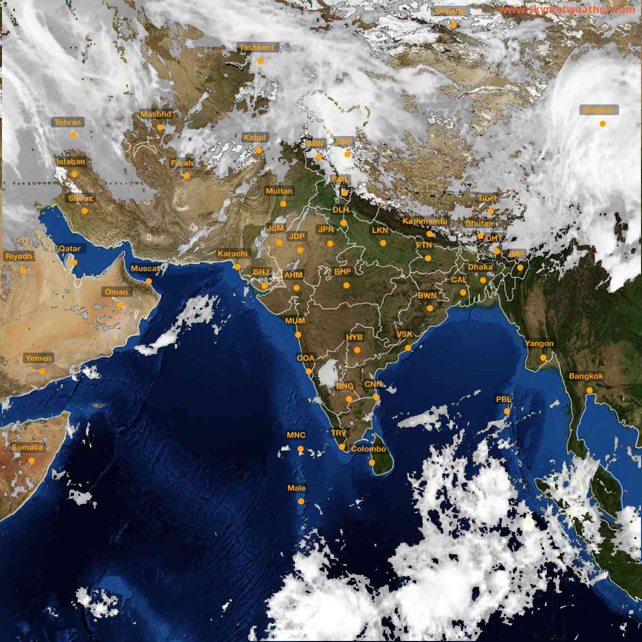 Latest INSAT Weather Satellite Image of India - Infrared Map - 10:00 IST on 29 March 2026
