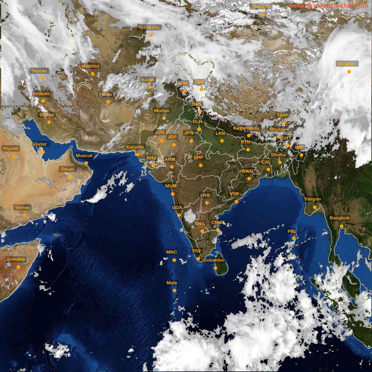 Latest INSAT Weather Satellite Image of India - Infrared Map - 11:00 IST on 29 March 2026