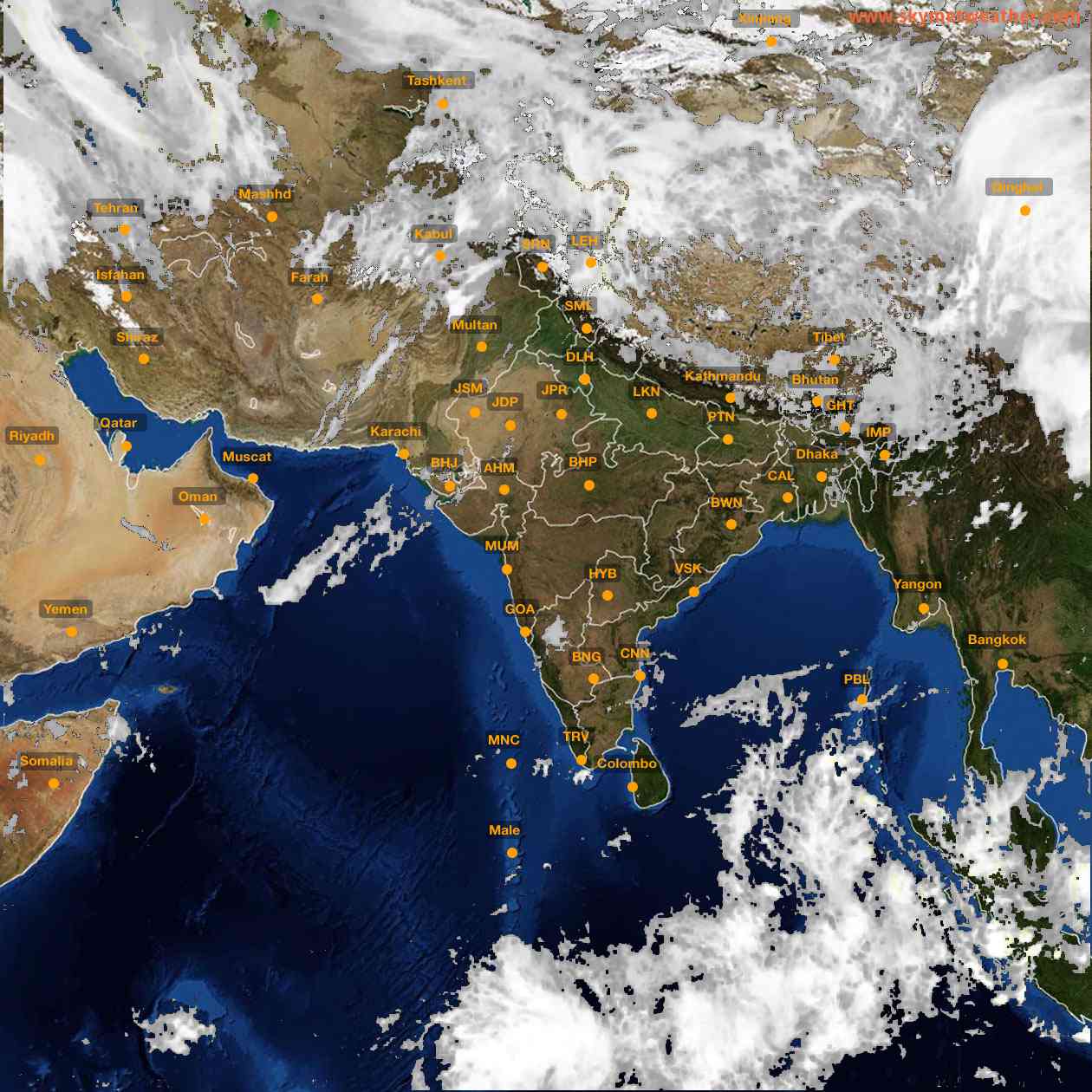 Latest INSAT Weather Satellite Image of India - Infrared Map - 13:00 IST on 29 March 2026