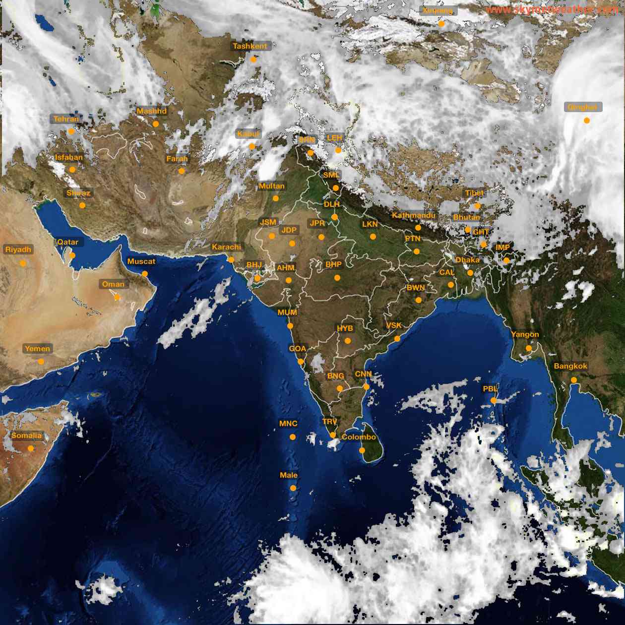Latest INSAT Weather Satellite Image of India - Infrared Map - 14:00 IST on 29 March 2026