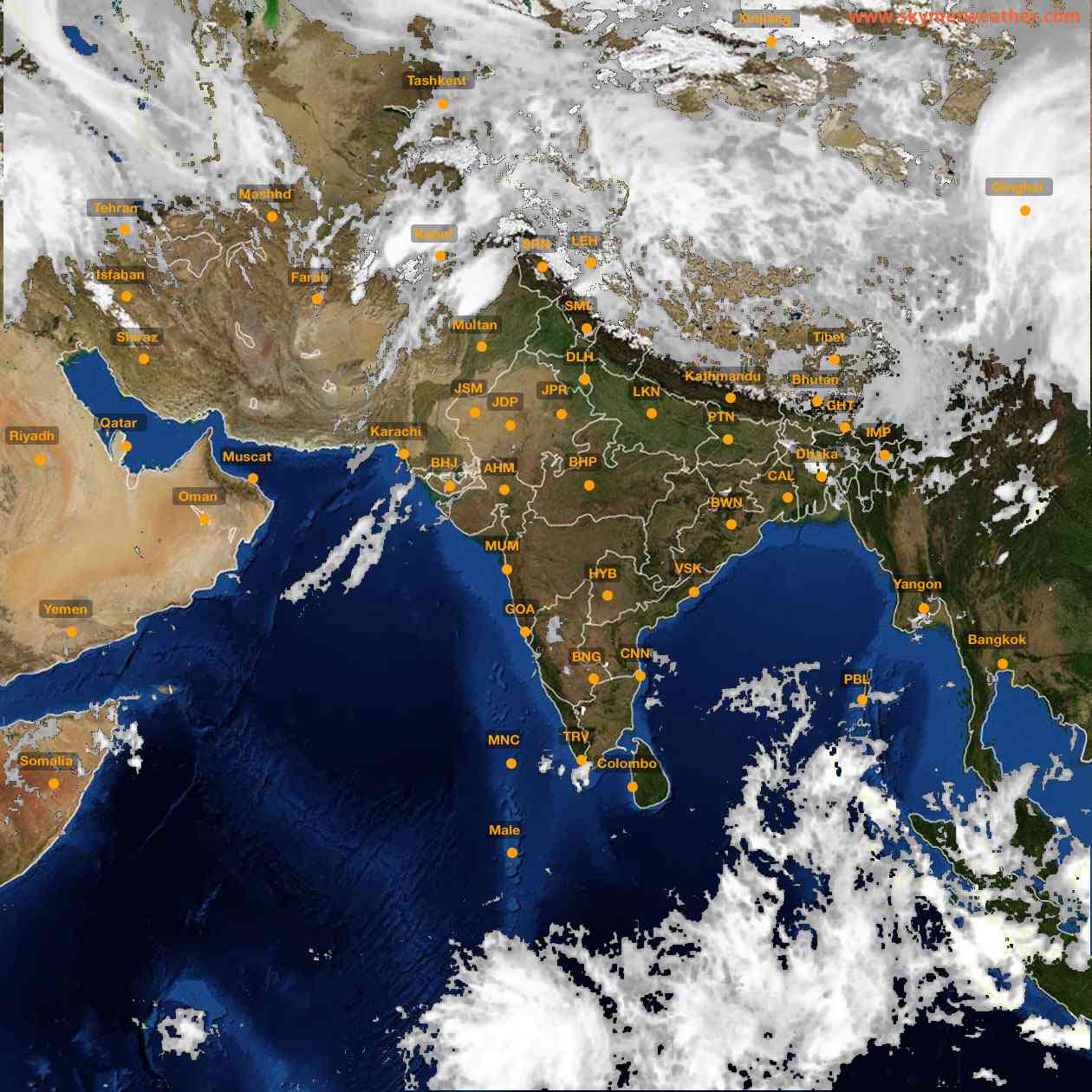 Latest INSAT Weather Satellite Image of India - Infrared Map - 15:00 IST on 29 March 2026