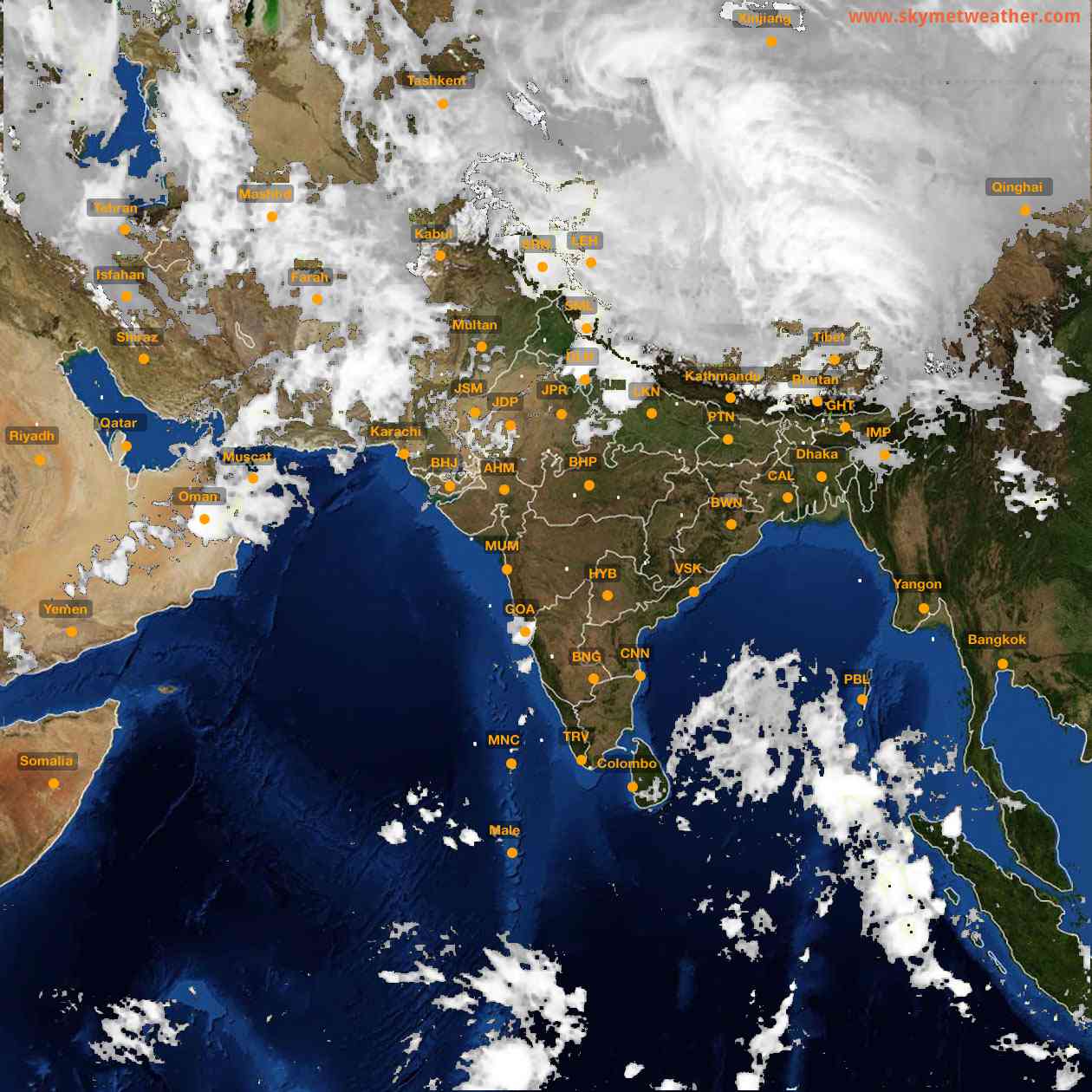 Latest INSAT Weather Satellite Image of India - Infrared Map - 02:00 IST on 1 April 2026