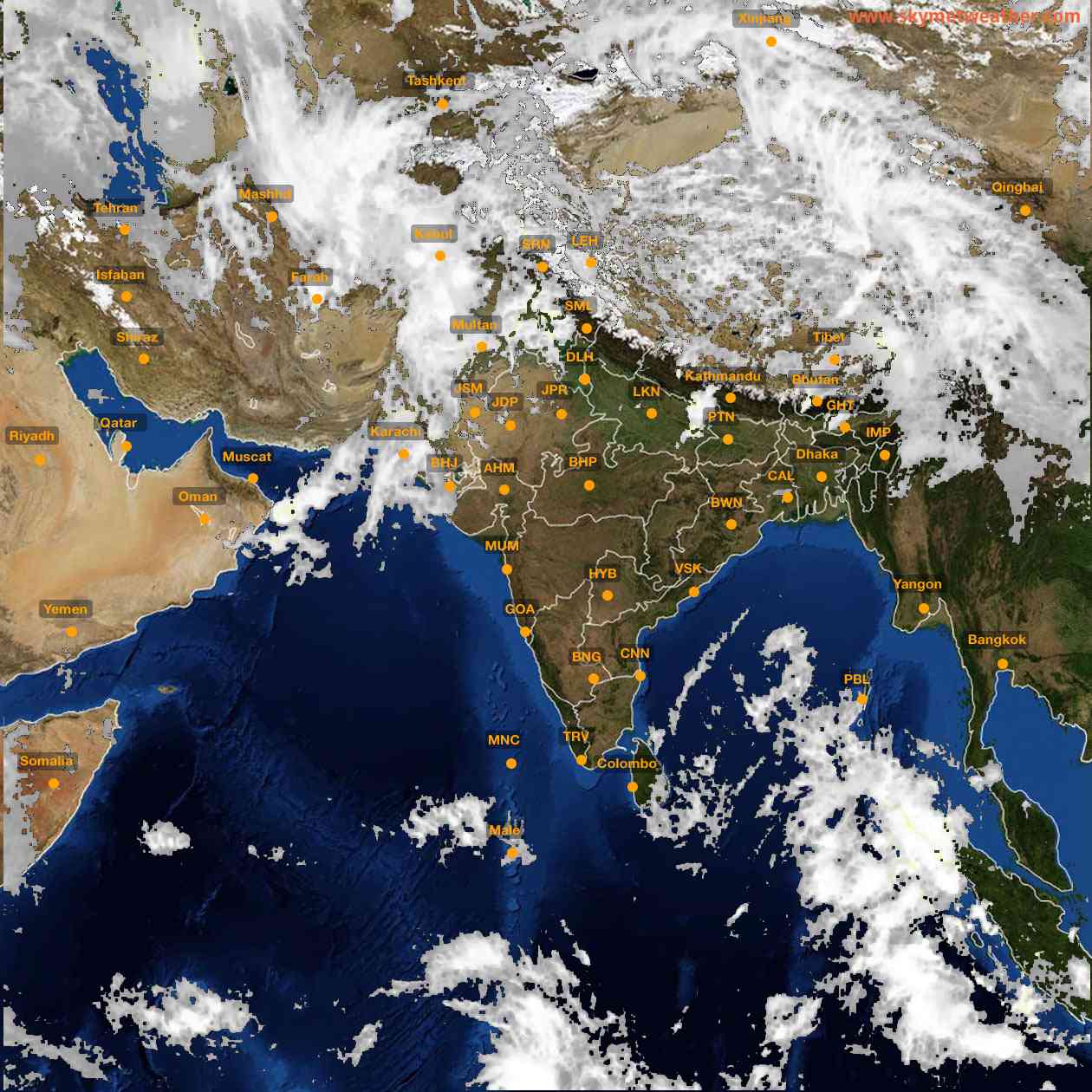 Latest INSAT Weather Satellite Image of India - Infrared Map - 12:00 IST on 1 April 2026
