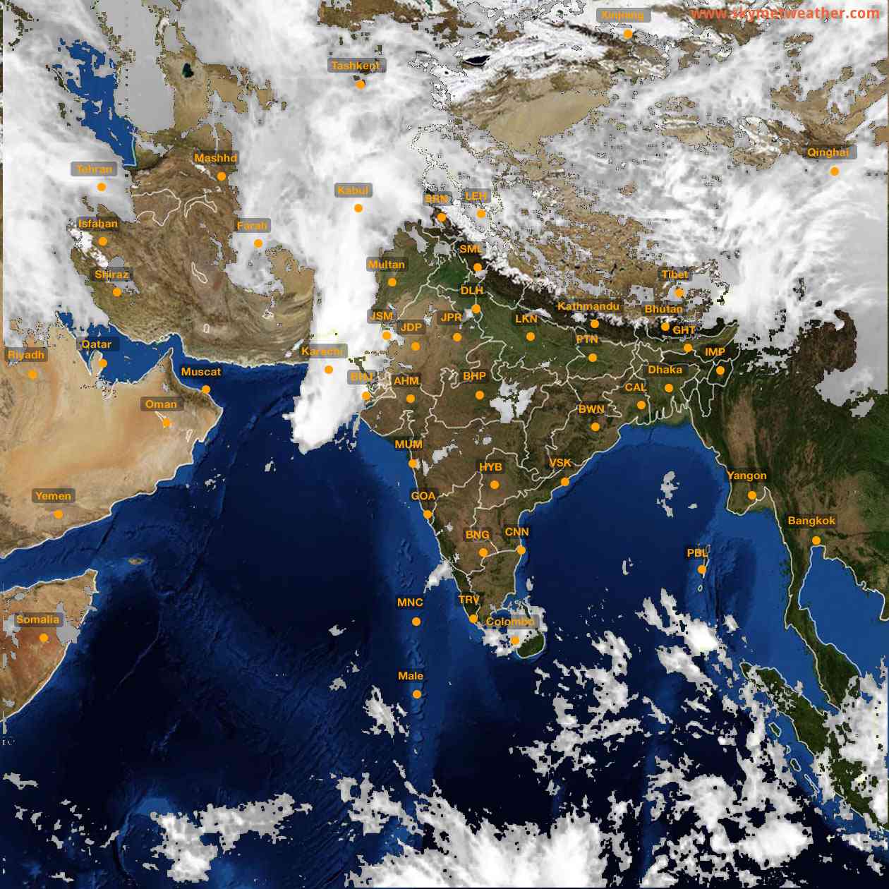 Latest INSAT Weather Satellite Image of India - Infrared Map - 12:00 IST on 2 April 2026