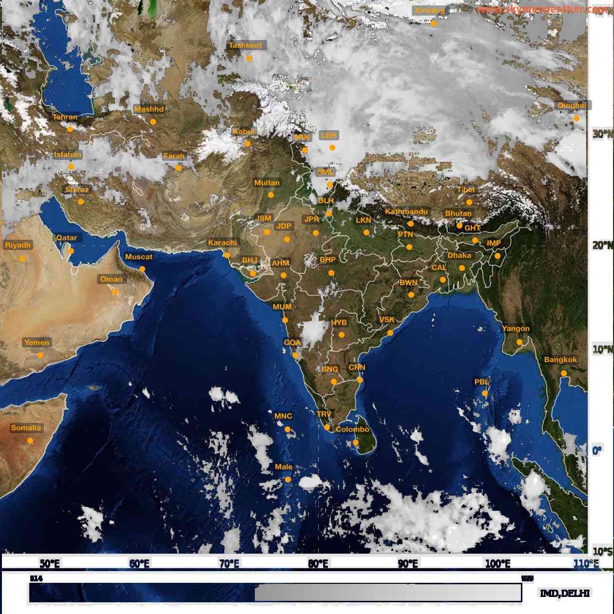 Latest INSAT Weather Satellite Image of India - Infrared Map - 01:00 IST on 5 April 2026