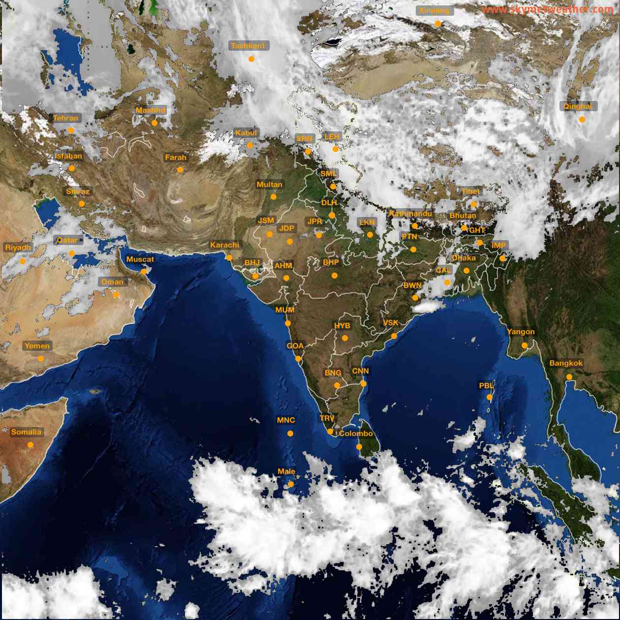 Latest INSAT Weather Satellite Image of India - Infrared Map - 12:00 IST on 8 April 2026
