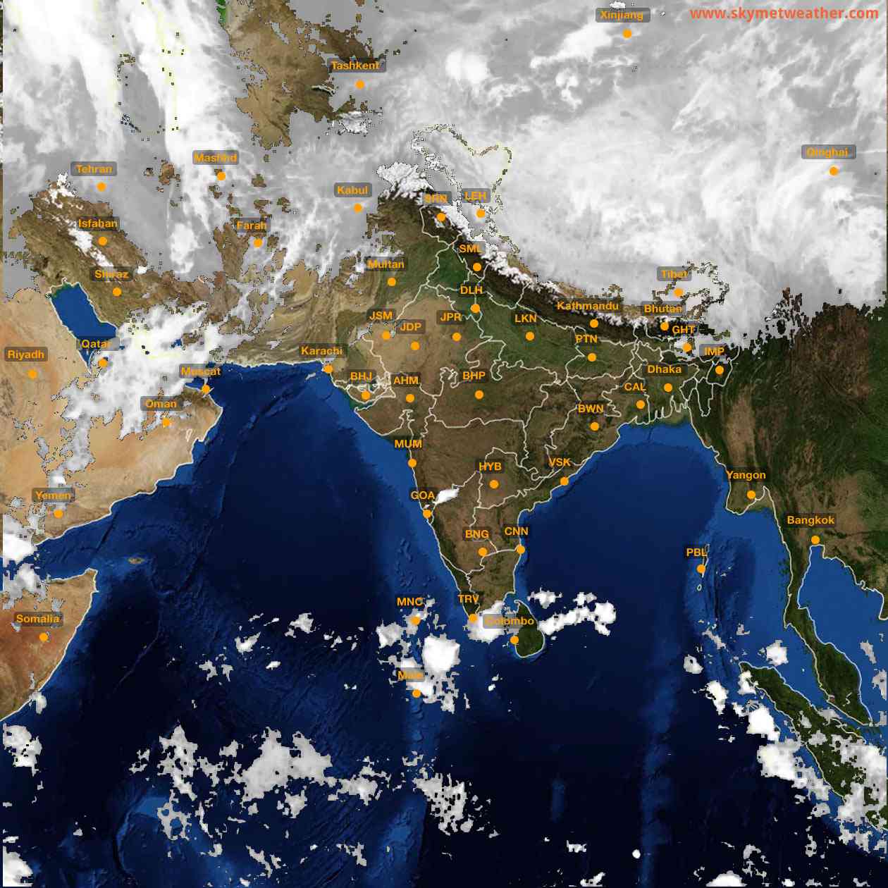 Latest INSAT Weather Satellite Image of India - Infrared Map - 03:00 IST on 13 April 2026