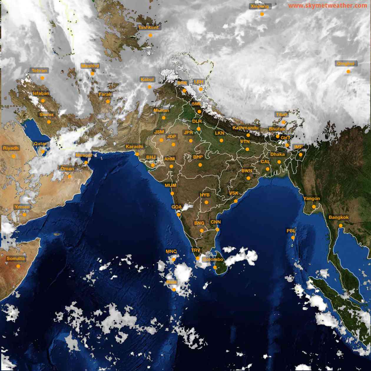 Latest INSAT Weather Satellite Image of India - Infrared Map - 04:00 IST on 13 April 2026
