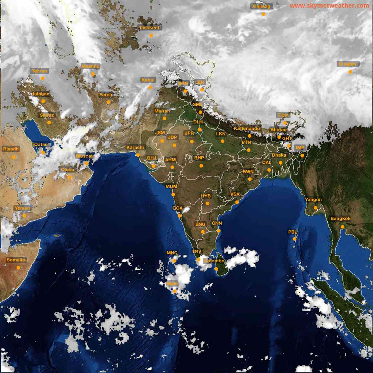 Latest INSAT Weather Satellite Image of India - Infrared Map - 05:00 IST on 13 April 2026