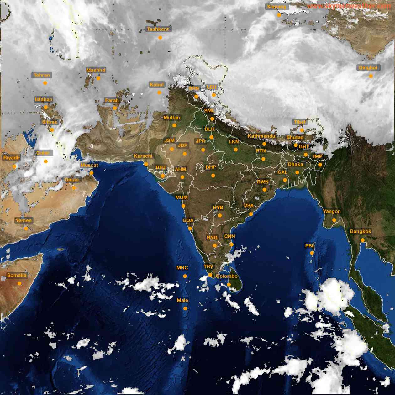 Latest INSAT Weather Satellite Image of India - Infrared Map - 07:00 IST on 14 April 2026