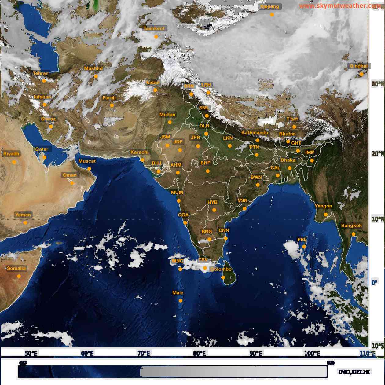 Latest INSAT Weather Satellite Image of India - Infrared Map - 01:00 IST on 16 April 2026