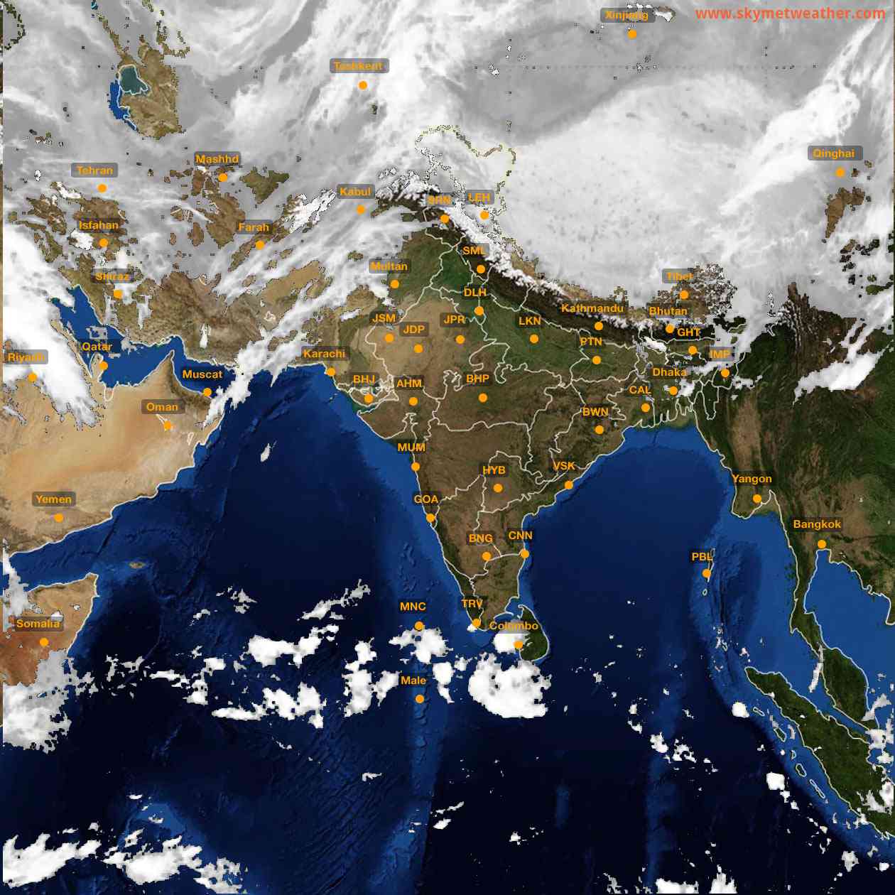 Latest INSAT Weather Satellite Image of India - Infrared Map - 05:00 IST on 16 April 2026