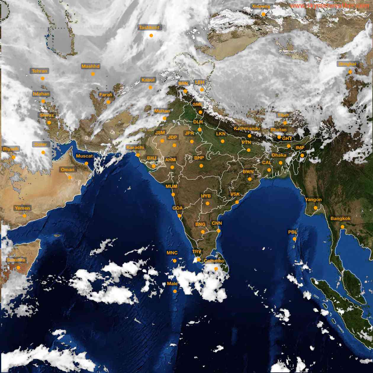 Latest INSAT Weather Satellite Image of India - Infrared Map - 08:00 IST on 16 April 2026