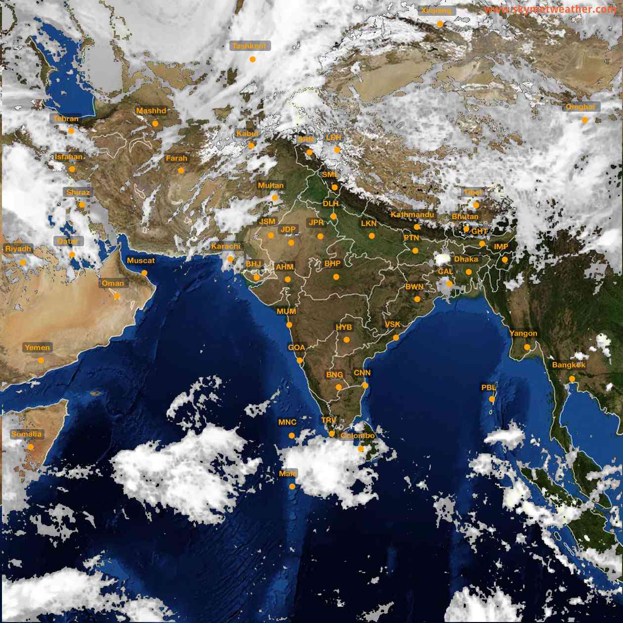 Latest INSAT Weather Satellite Image of India - Infrared Map - 13:00 IST on 16 April 2026