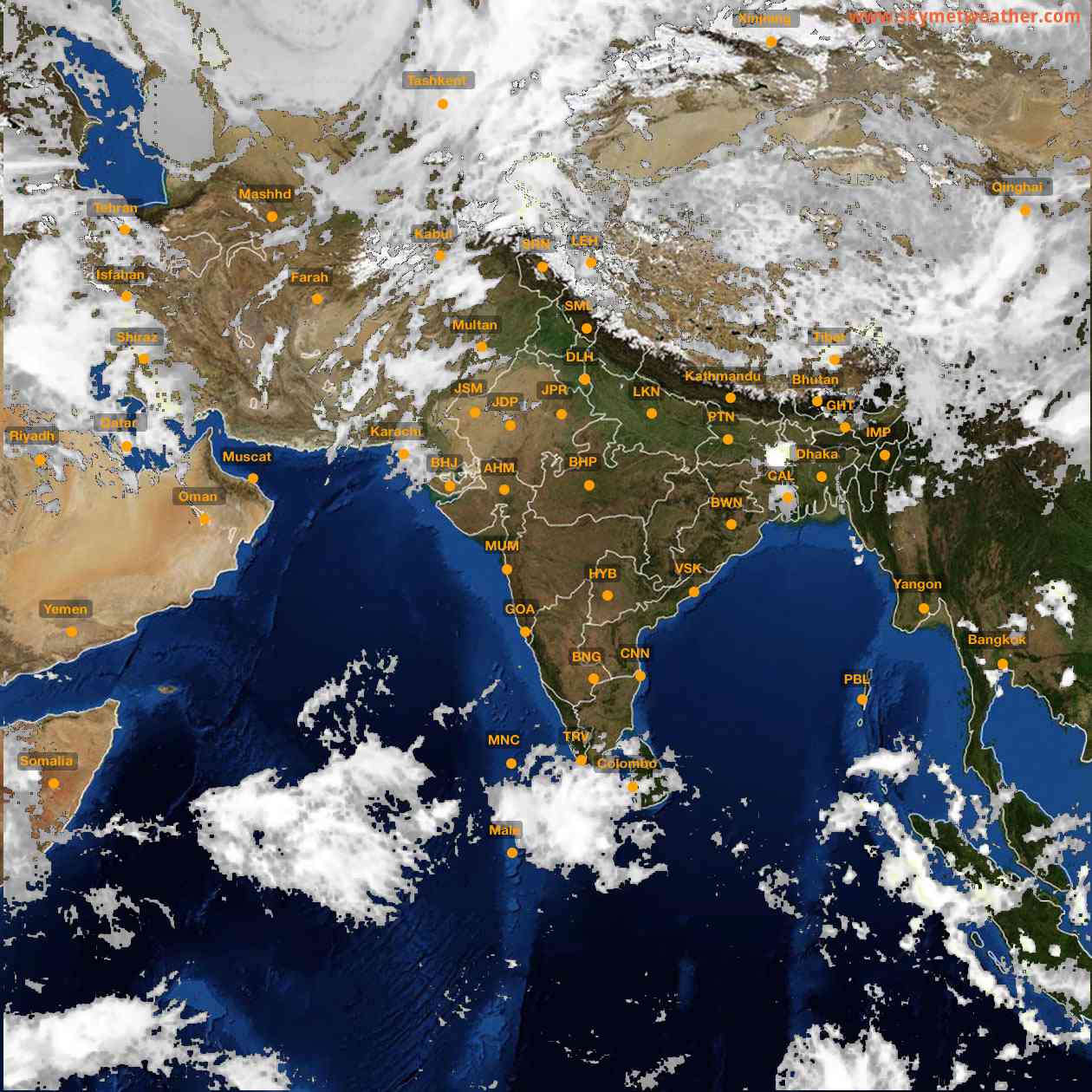 Latest INSAT Weather Satellite Image of India - Infrared Map - 14:00 IST on 16 April 2026