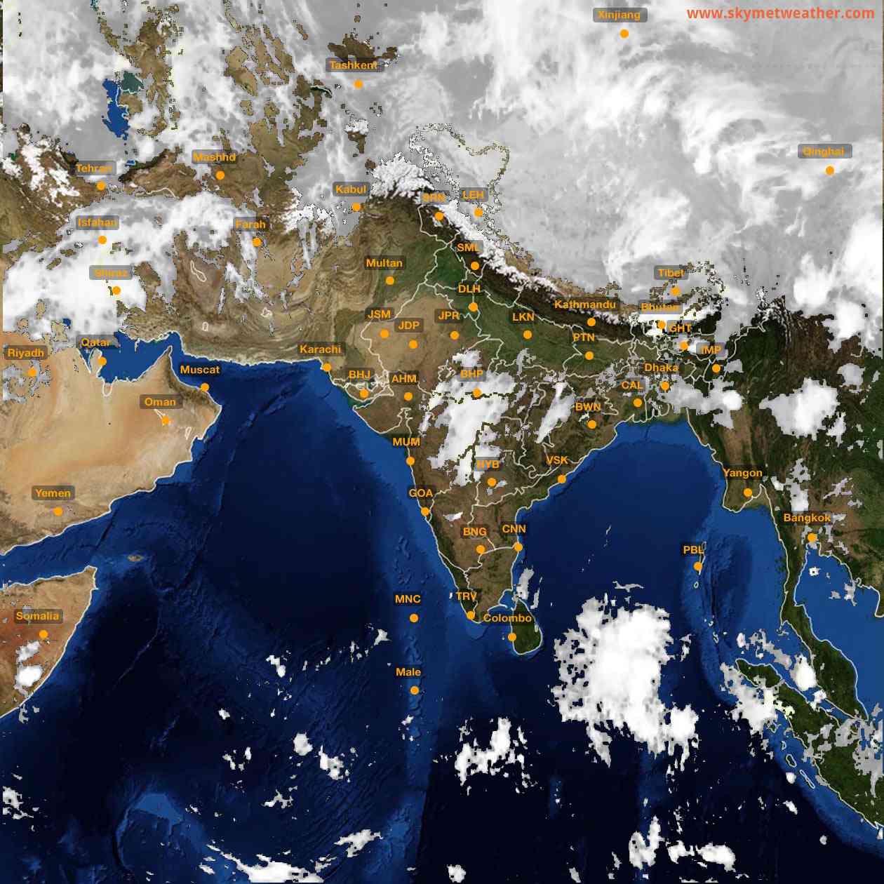 Latest INSAT Weather Satellite Image of India - Infrared Map - 02:00 IST on 20 April 2026