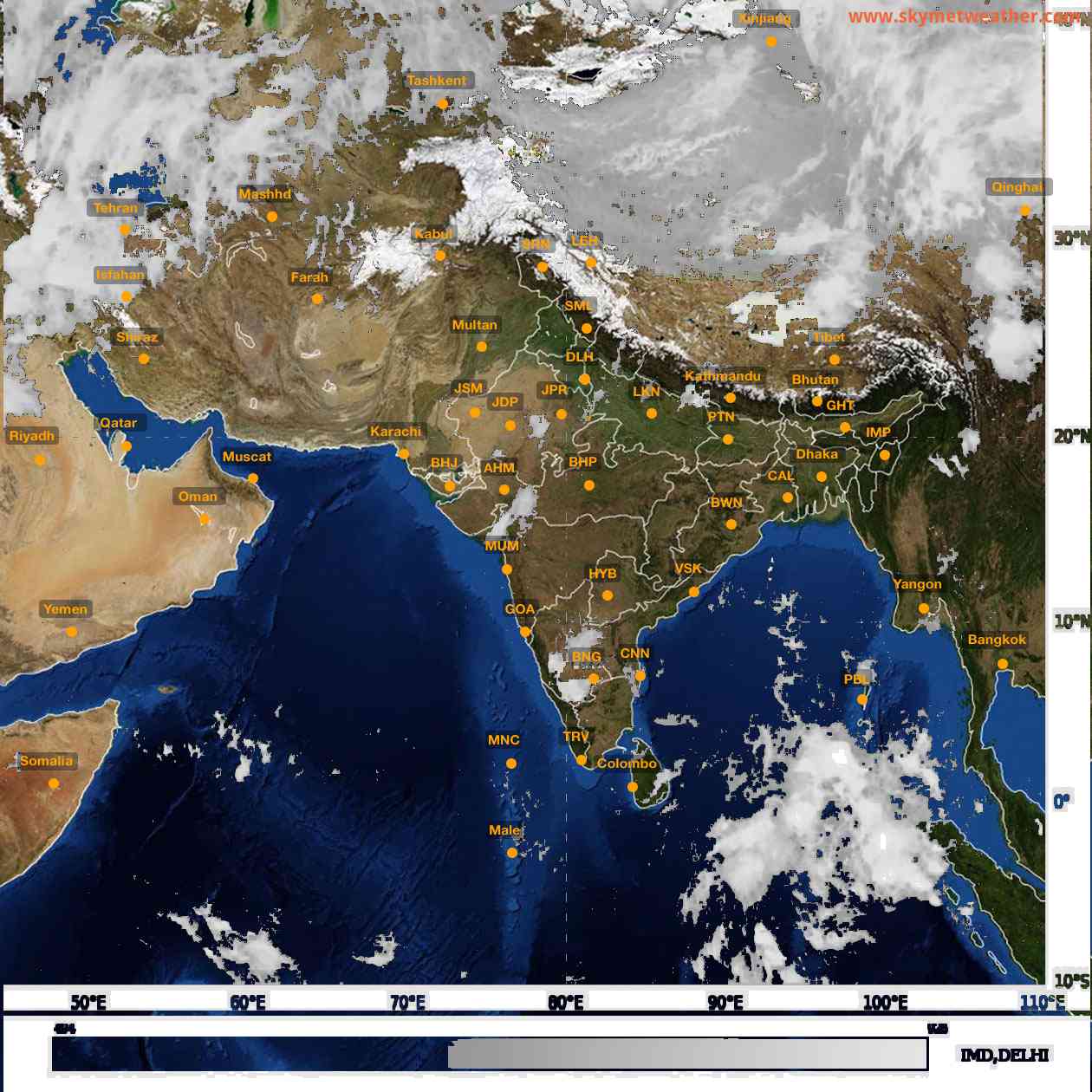 Latest INSAT Weather Satellite Image of India - Infrared Map - 01:00 IST on 21 April 2026