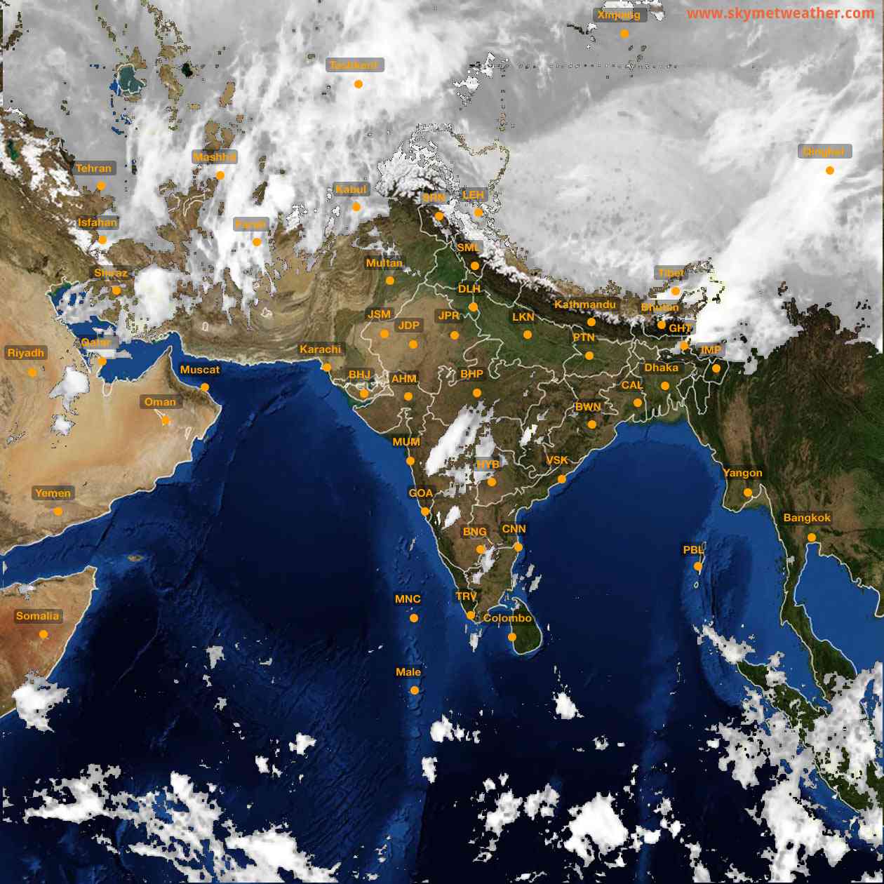 Latest INSAT Weather Satellite Image of India - Infrared Map - 02:00 IST on 22 April 2026