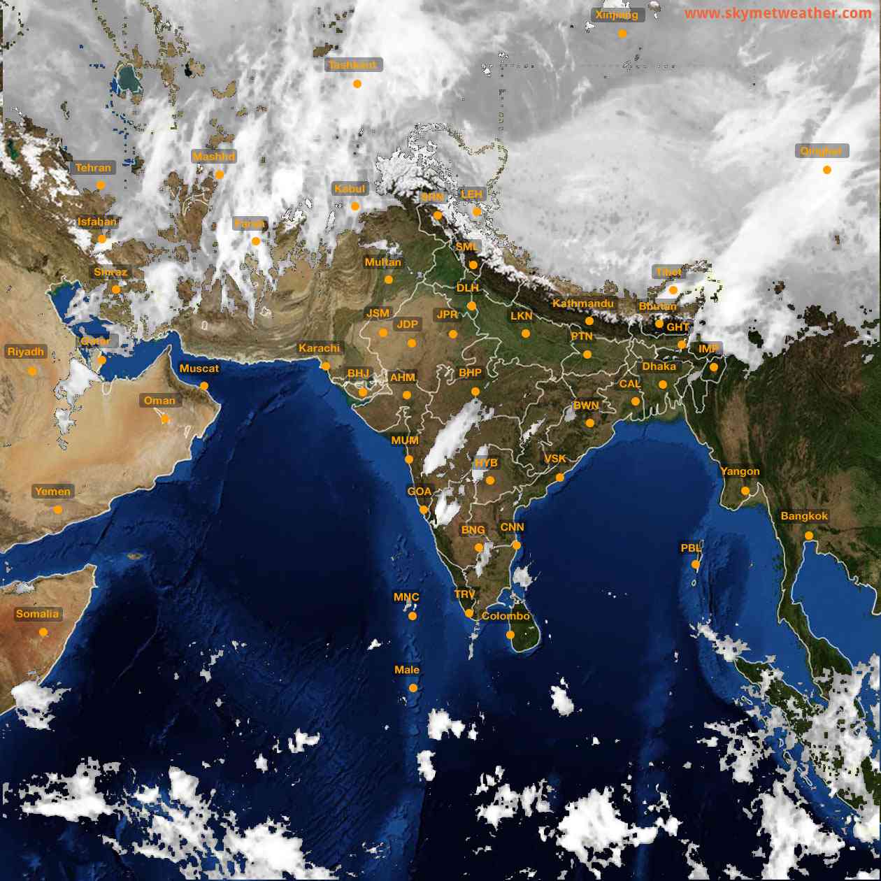 Latest INSAT Weather Satellite Image of India - Infrared Map - 03:00 IST on 22 April 2026