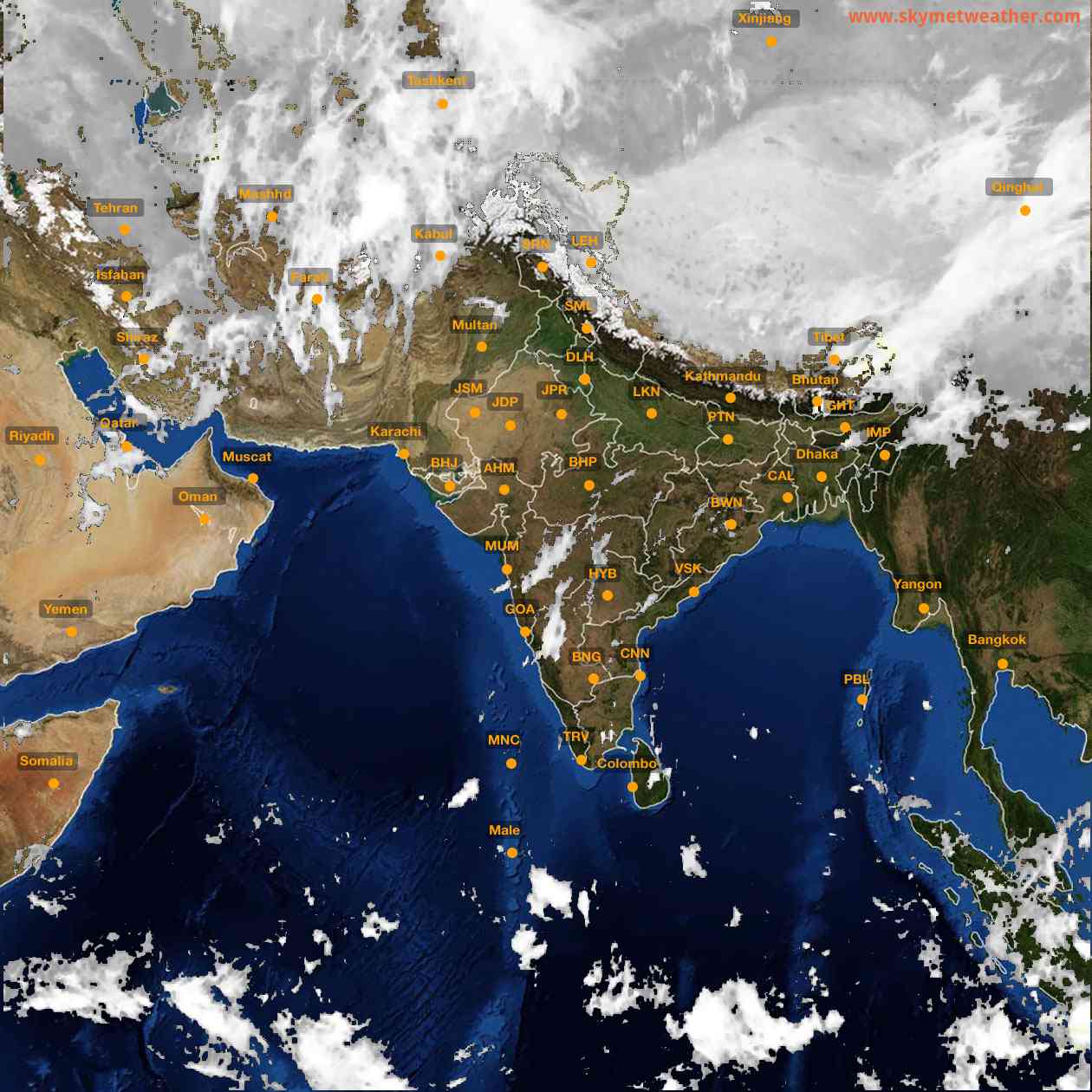 Latest INSAT Weather Satellite Image of India - Infrared Map - 05:00 IST on 22 April 2026