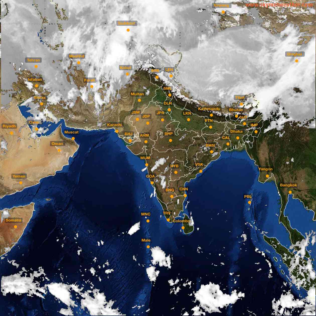 Latest INSAT Weather Satellite Image of India - Infrared Map - 07:00 IST on 22 April 2026