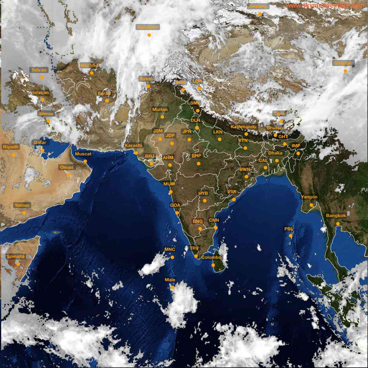 Latest INSAT Weather Satellite Image of India - Infrared Map - 11:00 IST on 22 April 2026