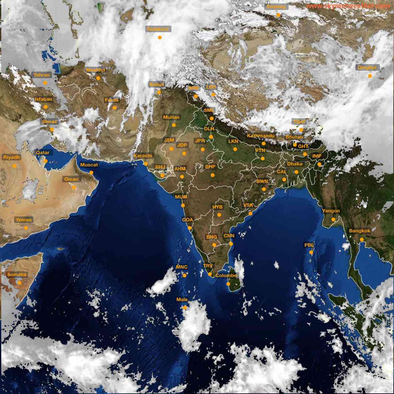 Latest INSAT Weather Satellite Image of India - Infrared Map - 12:00 IST on 22 April 2026