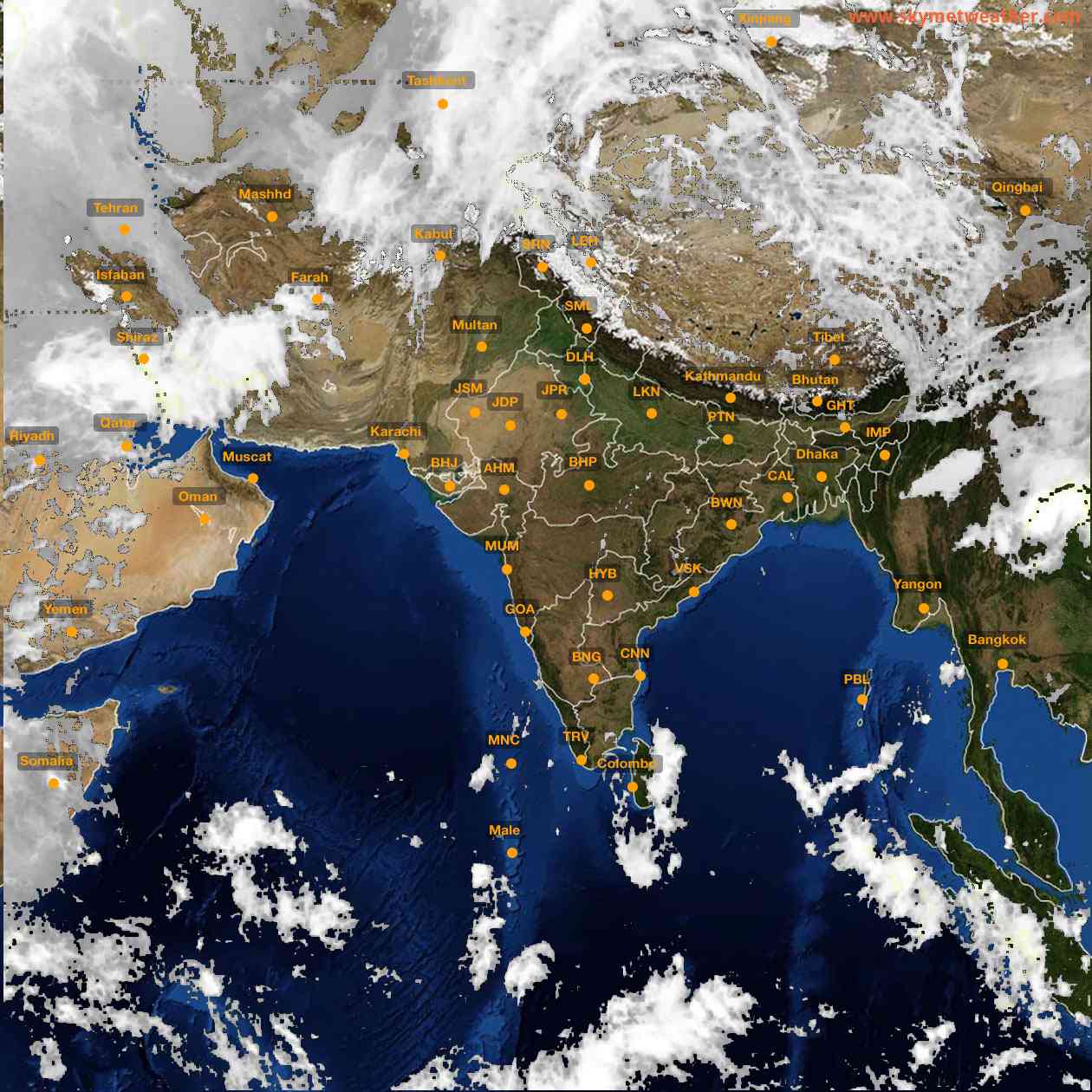 Latest INSAT Weather Satellite Image of India - Infrared Map - 10:00 IST on 23 April 2026